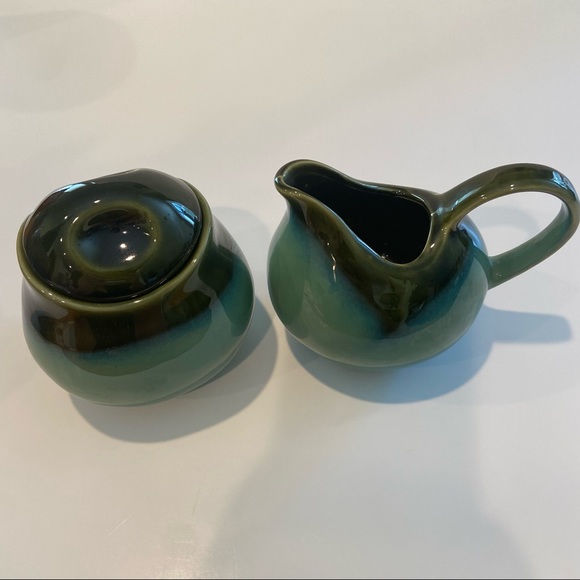 SOLD - by Sango Set Creamer and Sugar Bowl with Lid Nova Green - Picture 2 of 5